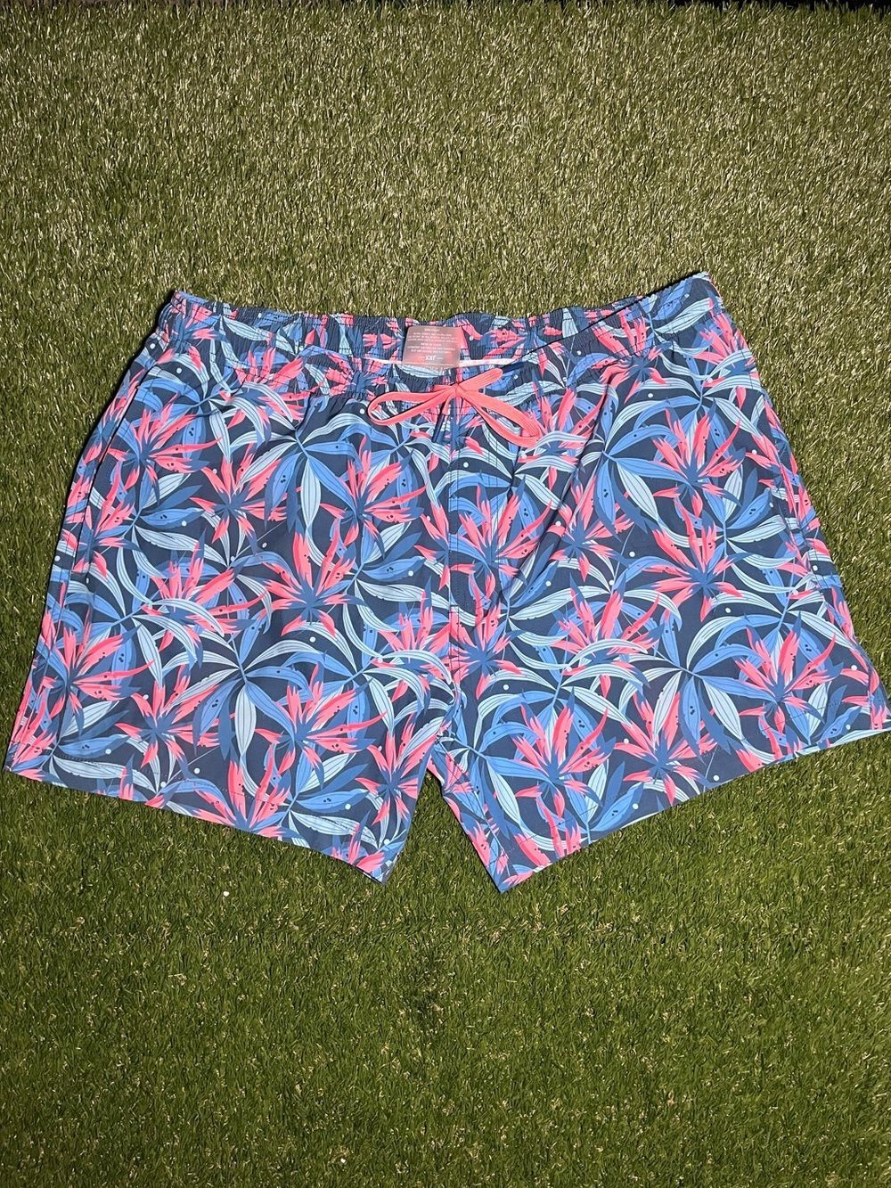 Southern Tide Swim Trunks Mens XXL Navy Tropical Pink Light Blue